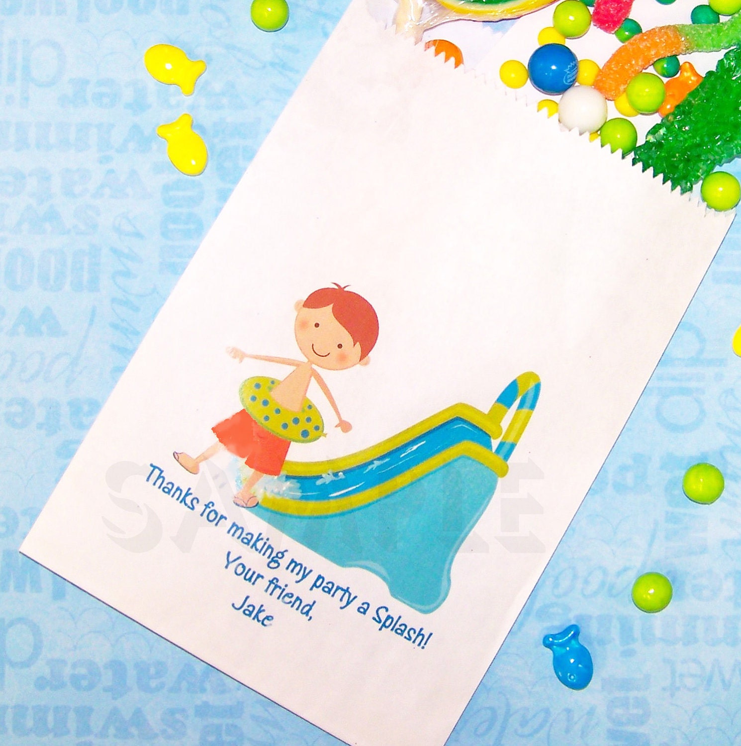 Waterslide Pool Birthday Party Favor Bags Goody Bags Set of 25 Il_170x135