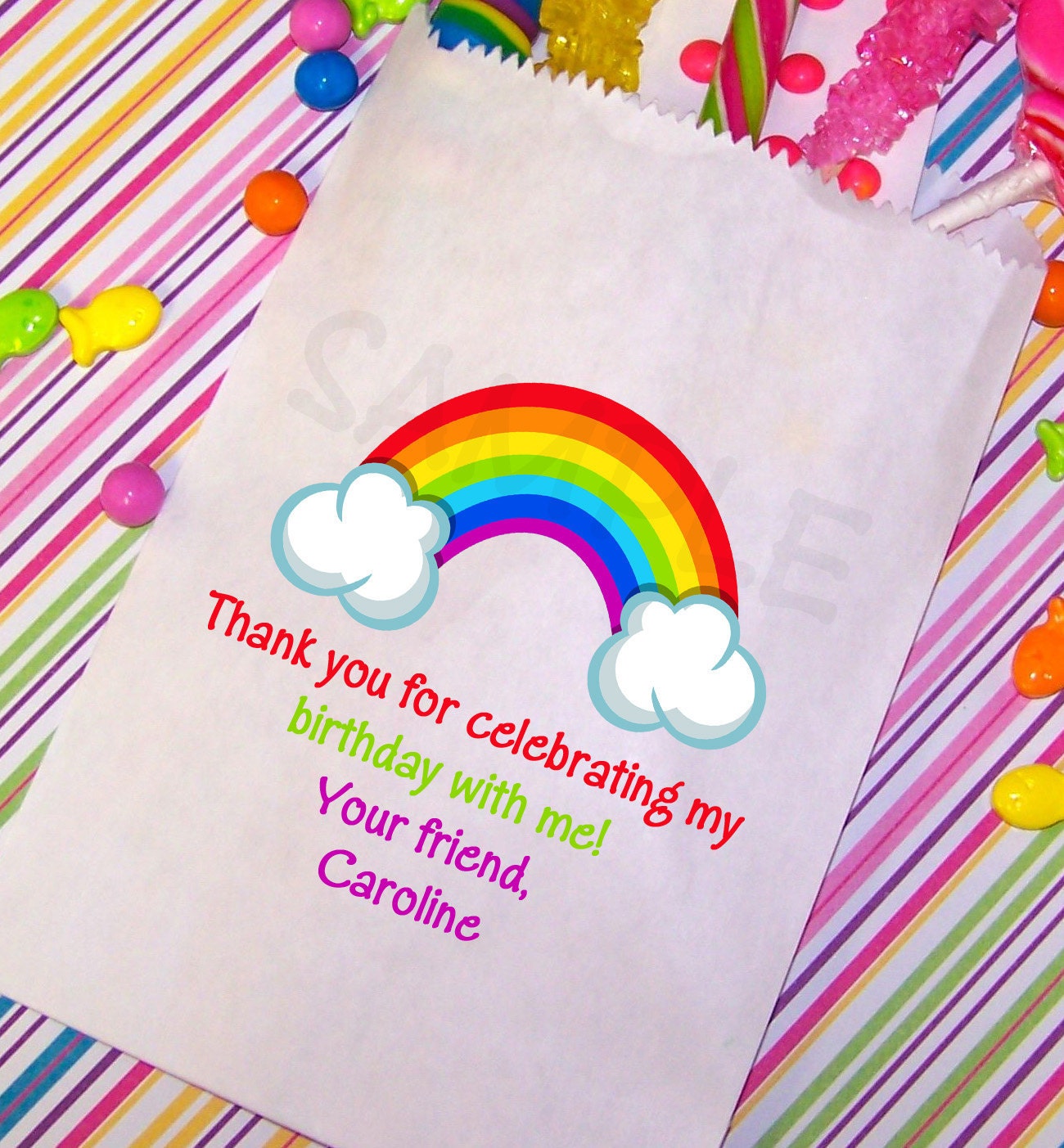 Rainbow Birthday Party, Candy Bags, Party Favors , Goody Bags, Set of 25 Il_170x135