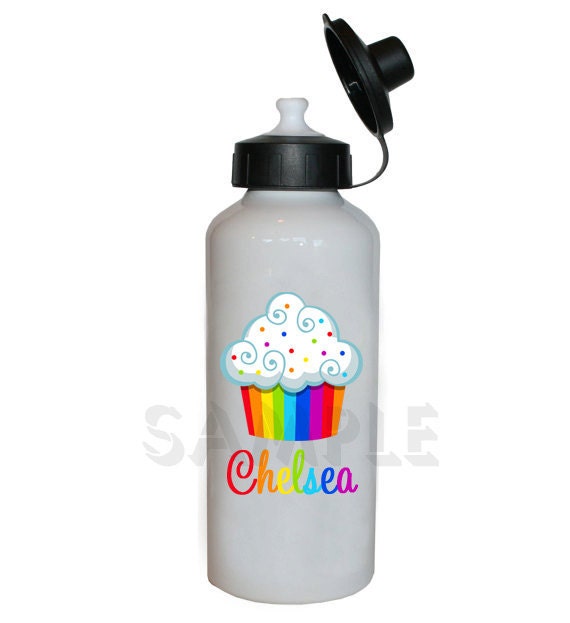 Rainbow Cupcake Water Bottle Cupcake Personalized Water Bottle Il_170x135
