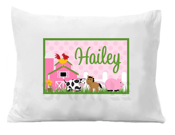 Farm Barnyard Personalized Pillow Case Girls or Boys Il_570xn