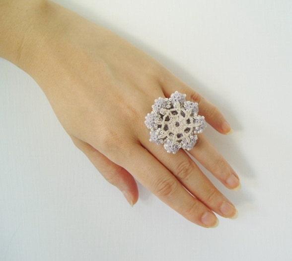 Crochet Lace Jewelry (Grace) Ring, Statement Ring