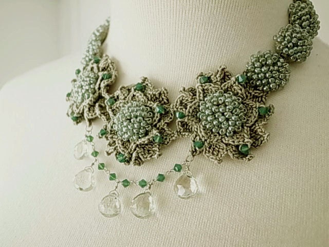 Irish Crochet Lace Jewelry (Grace) Fiber Art Necklace Statement Necklace