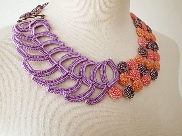 Irish Crochet Lace Jewelry (Mellifluence) Fiber Art Necklace Bib Necklace Statement Necklace