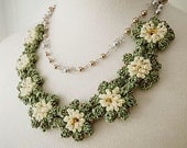 Lace Jewelry (Spring Spring) Fiber Art Necklace Statement Necklace