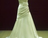 Satin Bridal Gown Wedding Dress Designer Inspired with Organza Flowers