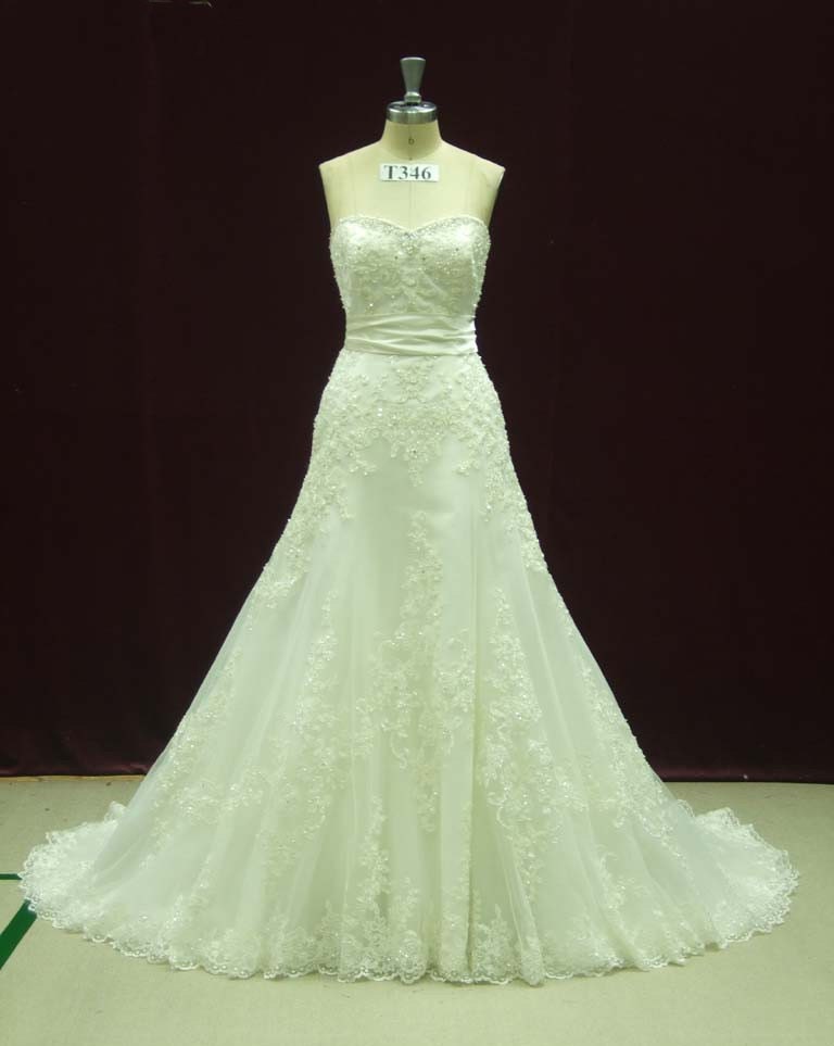 Custom Bridal Gown Dress with French Lace Trumpet Style