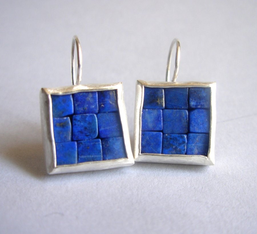 Mosaic Earrings - Lapis Lazuli & Silver
