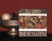 Established Family Name Sign on 12" x 12" Canvas Wooden Letters Monogram- Made to Order Select Colors