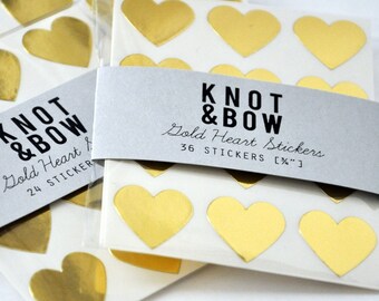 144 Gold Heart Stickers - FREE SHIPPING