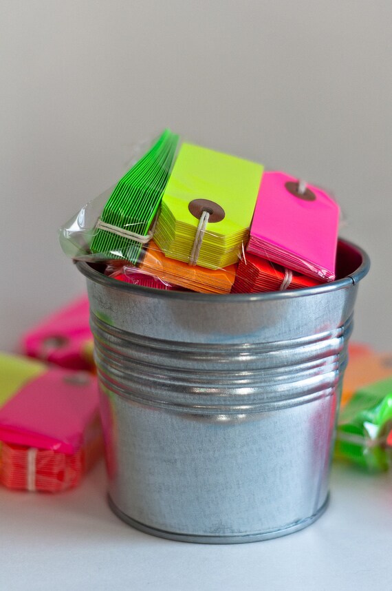 NEW 100 Parcel Gift Tags / / Neon Assortment