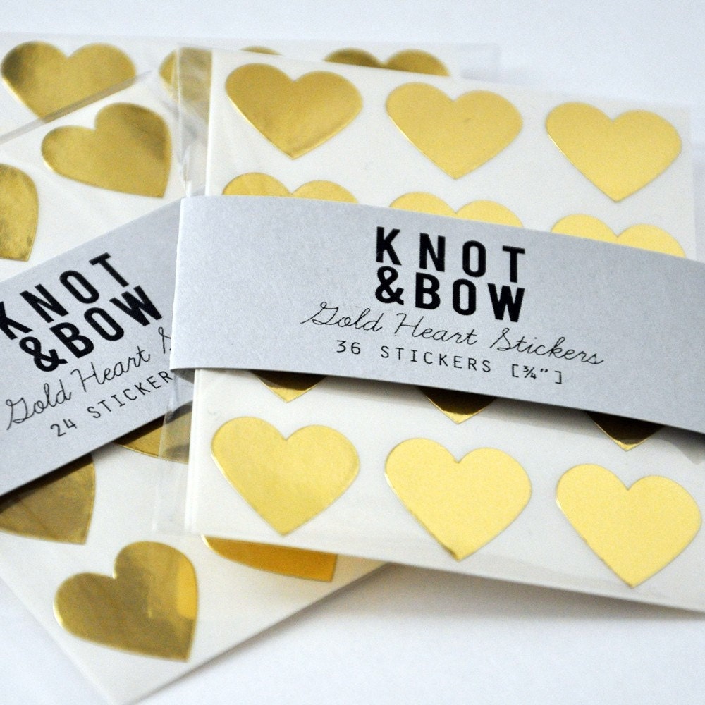 144 Gold Heart Stickers - FREE SHIPPING