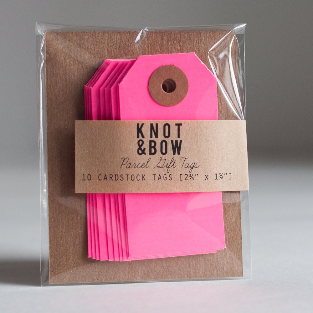 10 Neon Pink Parcel Gift Tags