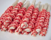 All Natural Dog Treats by Muddy Puppys Dipped and drizzled Rawhides Red and Pink Set of 15 small med Gift Wrapped