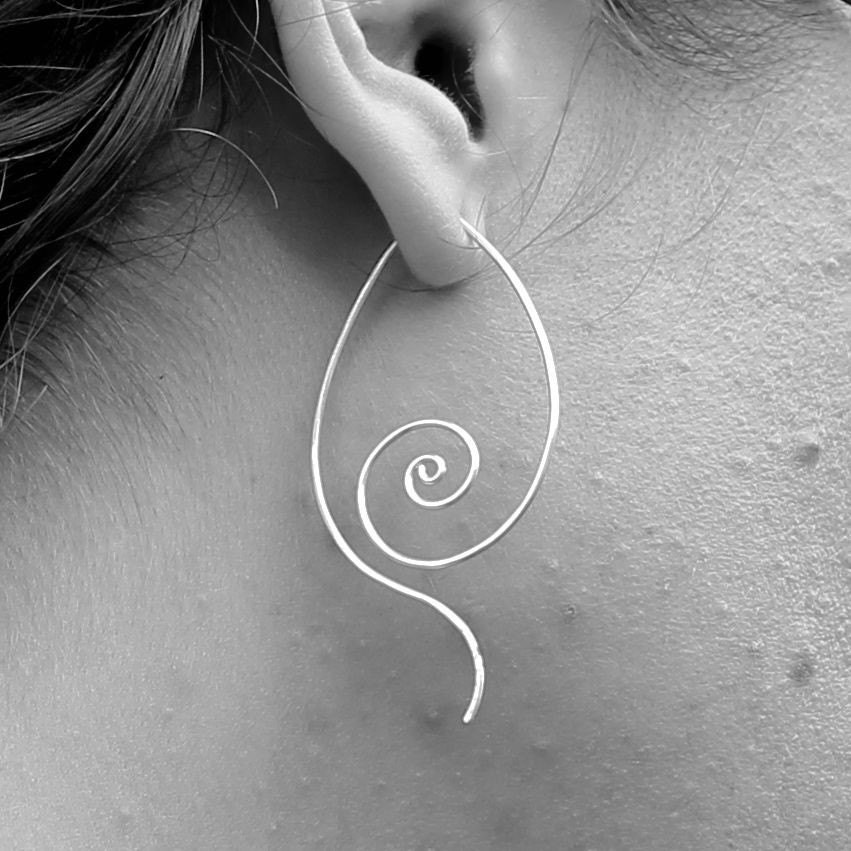 Leaf Silhouette Earrings in Recycled Sterling Silver. Flourish Collection. Jewelry by FullSpiral on Etsy