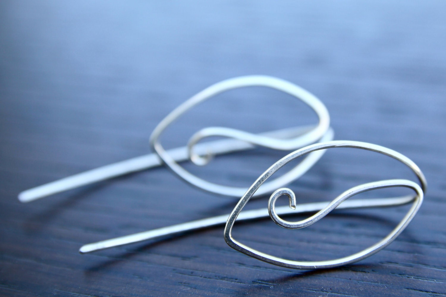 Leaf-line Earrings in Recycled Sterling Silver. Jewelry by FullSpiral on Etsy