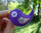 Felt Brooch Pin - Purple Bird