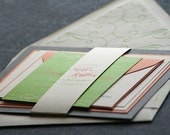 Enchanting Flourish Vintage Wedding Invitation shown in Orange, Green, Grey and Cream, Build-Your-Invite Collection - SAMPLE