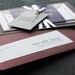 Dramatic Script Modern Wedding Invitation shown in Eggplant, Grey and White, Build-Your-Invite Collection - DEPOSIT
