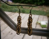 Gold and brown byzantine dangle earrings