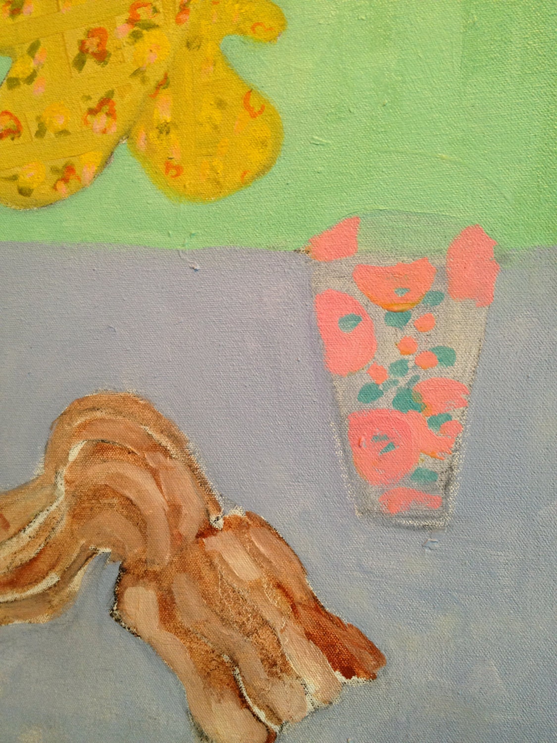 ORIGINAL ART, VINTAGE Kitchen Oil on Canvas, 22"x40" diana ogaard  "Kitchen"
