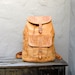 Vintage Hand Made Tooled Distressed Tan Leather Large Rucksack Backpack
