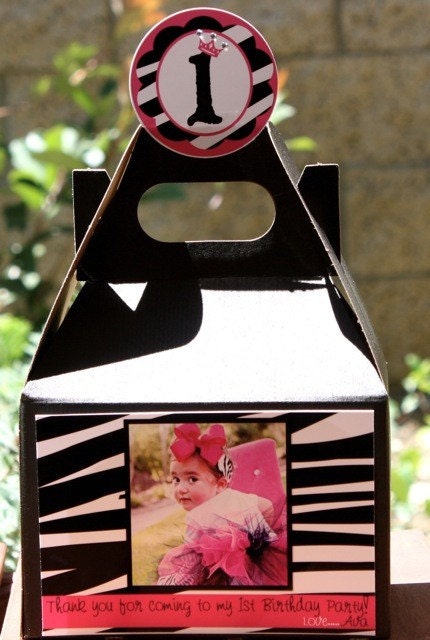 12 Zebra and Hot Pink Birthday Favor Boxes Il_170x135