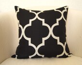 Pair of 2 Decorative Pillows - 20 inch - Moroccan Quatrefoil Lattice Pillows - Black - Trellis Pillows - Designer Pillows - Throw