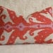 Ikat Decorative Pillow - Red Orange Coral Linen - 12x18 inch - Zipper Enclosure - Accent Pillow - Designer Pillow - Lumbar Pillow