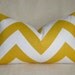 Grande Chevron Designer Pillow - Yellow - White - 13x22 inch - BOTH SIDES - Chevron Pillow - Accent Pillow - Decorative Pillow - Zig Zag