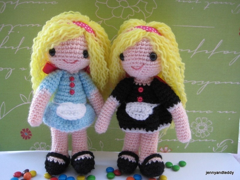 Instant Download PDF  amigurumi crochet pattern Sindy and Alice maid-girl ,people ,welcome to sell the finished item