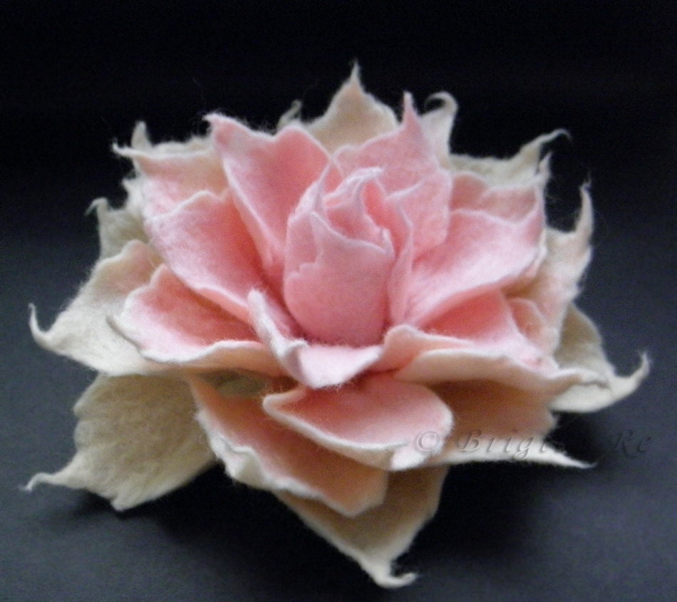 Cream Rose Felt Flower Brooch