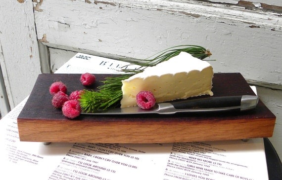 cutting board footed French oak, fruit cheese plate, reclaimed wine barrel. wood platter serving