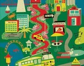 Collage Map of San Francisco, California - City Art Poster Print Wall Art for Home, Office, Dorms, Nurserys -  style E8-O-SF4