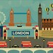 London, England Skyline -  European Destination Travel Wall Art Poster Print  for Home, Office, and Nursery - style E8-O-LON