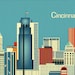Cincinnati, Ohio Horizontal Skyline Original Art - Gift  Poster Print Wall Art for Home, Child's Room, and Office - style E8-O-CI