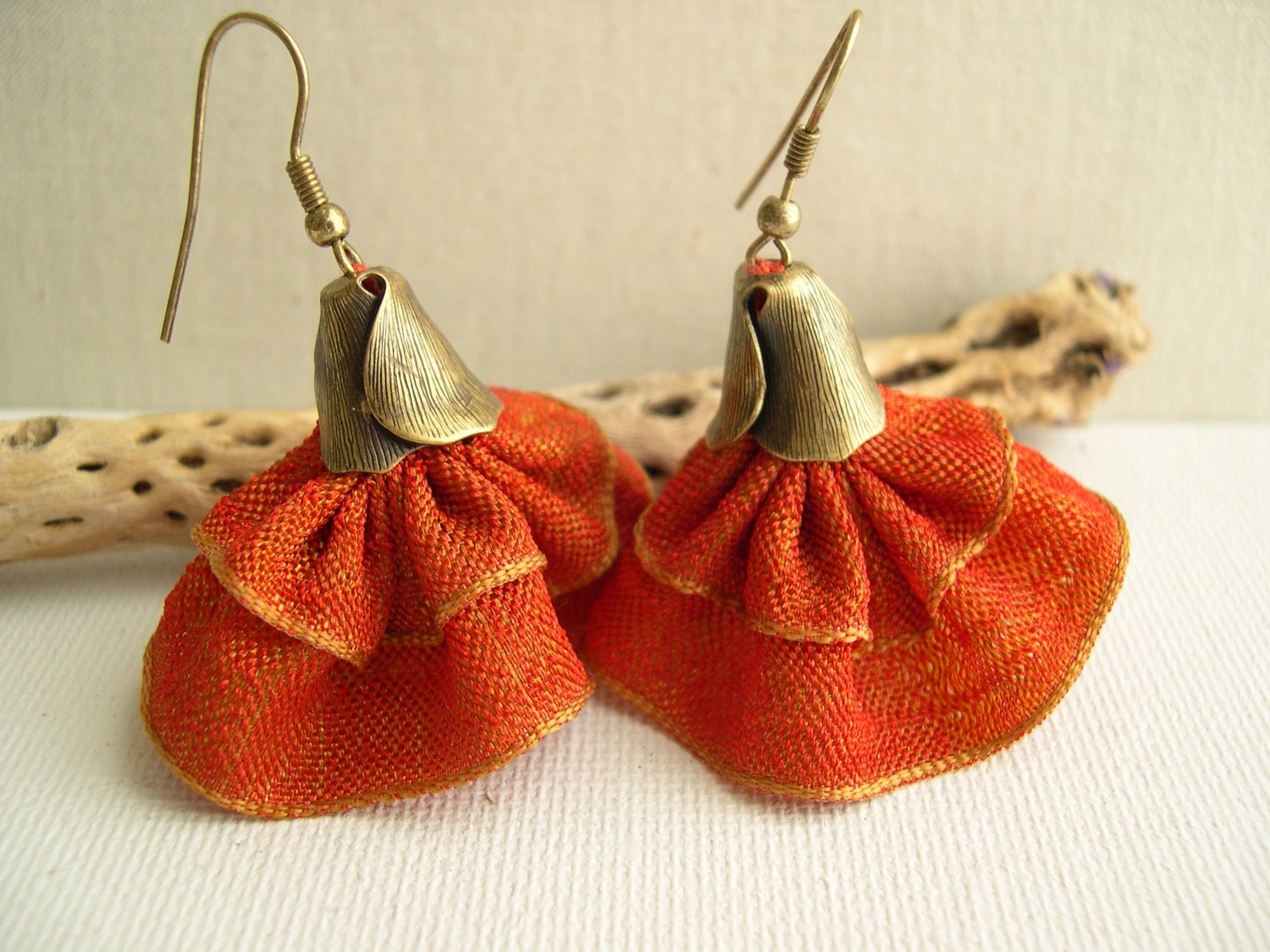 Orange Wavy earrings - Tangerine Fluffy earrings - Spanish Tango Earrings - Bridesmaid Earrings - Wedding Earrings - Fashion Earrings 2013