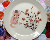 Mr Fox in the Autumn Fields Vintage Illustrated Plate