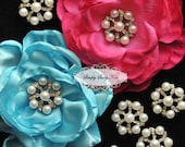 5 pcs RD75 Clear Crystal Pearl Rhinestone Metal FlatBack Embellishment Add to flowers favors invitations accessories hairclips wedding