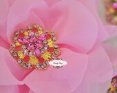5 pcs RD116 Pink Rhinestone Metal Flat Back Embellishment Buttons flowers invitations favors wedding bridal brooch bouquets accessories