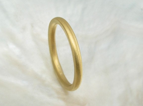 21k yellow gold domed wedding band / stacking ring, 2mm classic half round
