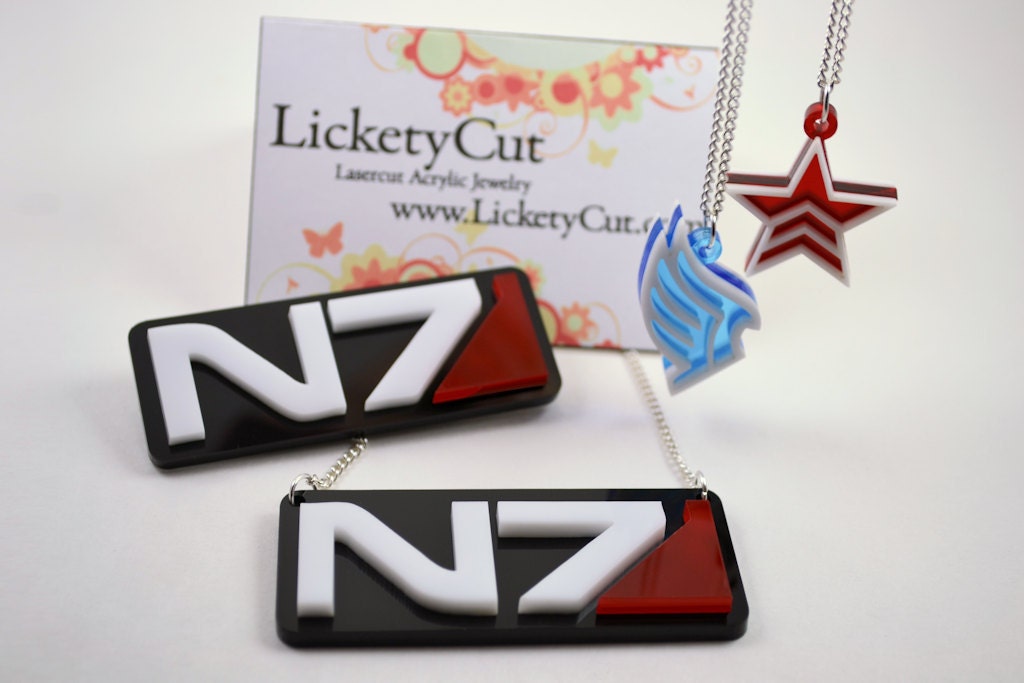 Mass Effect N7 Pin Backed Badge - Laser Cut Acrylic