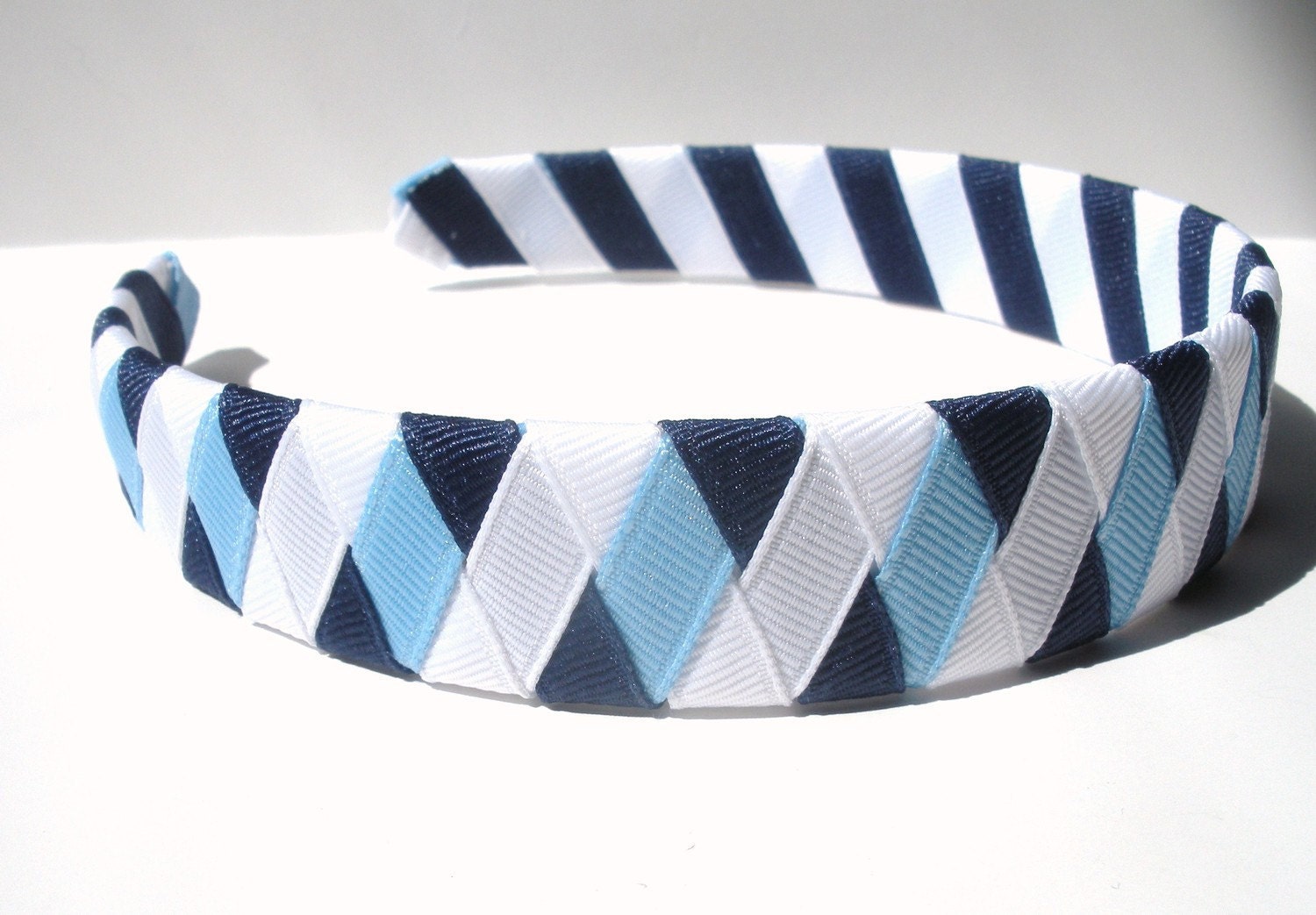 Ribbon Woven Headband m2mg navy white blue Greek Isle Style