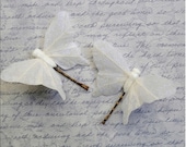 Ready to Ship - SET OF 2 Large Butterfly Hairpins - White
