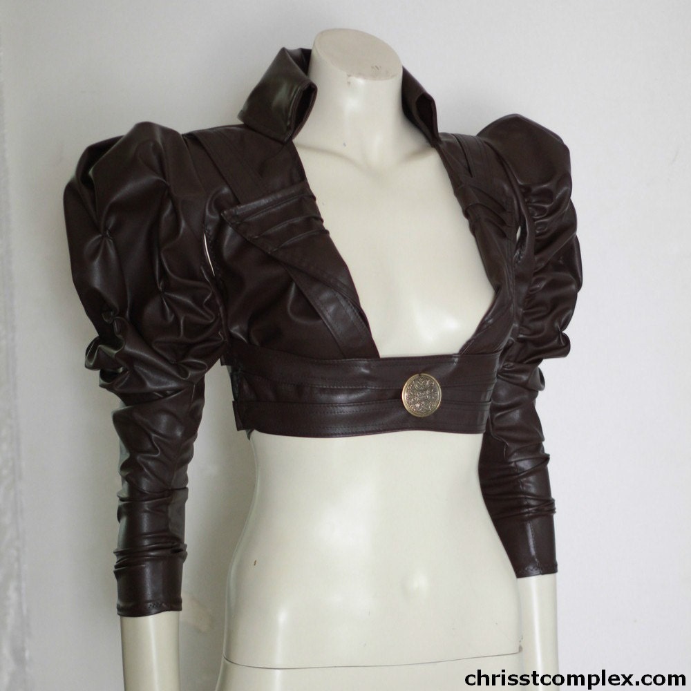 Steampunk Gothic Bolero Underbust Leather Wedding Bridal Cosplay Victorian Leather ette  - Andru Chrisst -SPECIAL ETSY PRICE