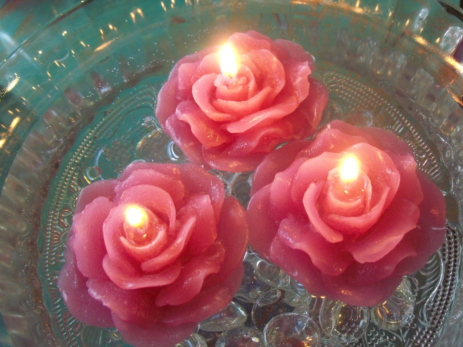 Floating Rose Candles, Set of 12, Unscented, Your Choice of Color - CrystalGardenCandles