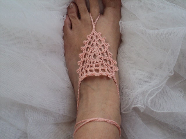 Crochet Cotton Barefoot Sandal Girls Knitted Foot Jewelry,Anklet,Cuff,Gypsy,Yoga,Thong,Nude,Bridal,Beach,Summer, Lace Sandals.