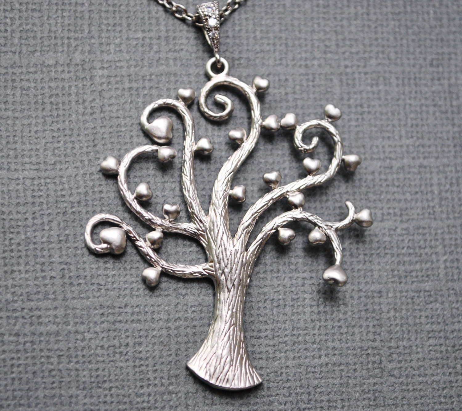 Tree of Life Necklace Silver Heart Tree, Family Tree, Jewelry Branches