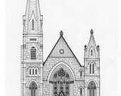 Middle Collegiate Church, New York City (Reformed Church of America) - pen & ink drawing, 12" x 16" matted