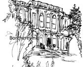 Beylerbeyi Palace (Beylerbeyi Sarayi), Istanbul, Turkey - ink sketch, 8" x 10" including mat
