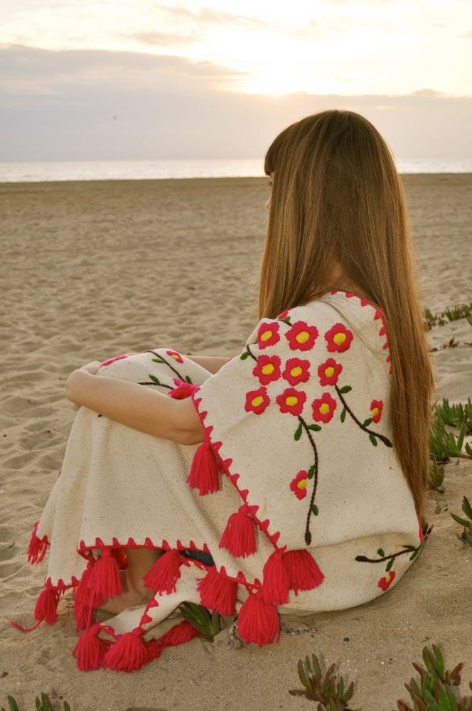 Vintage Mexi Blanket Pancho